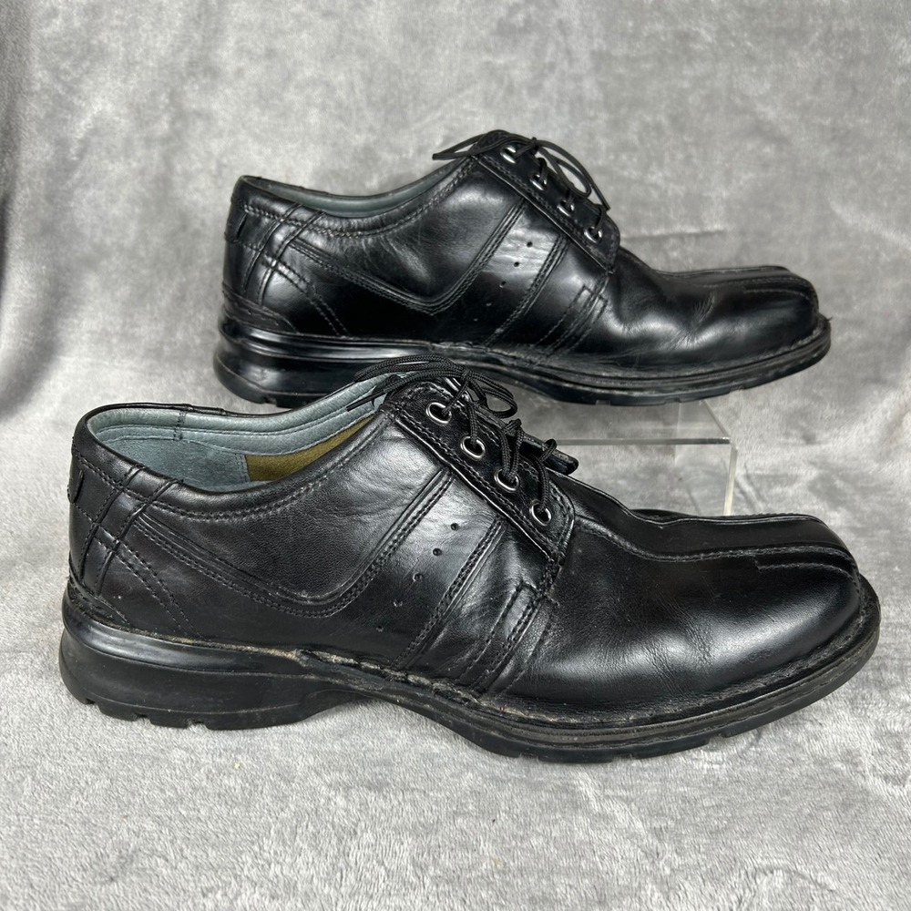 Clarks Mens Black Leather Bicycle Toe Oxford Shoes 70851 Size 11.5M Retro